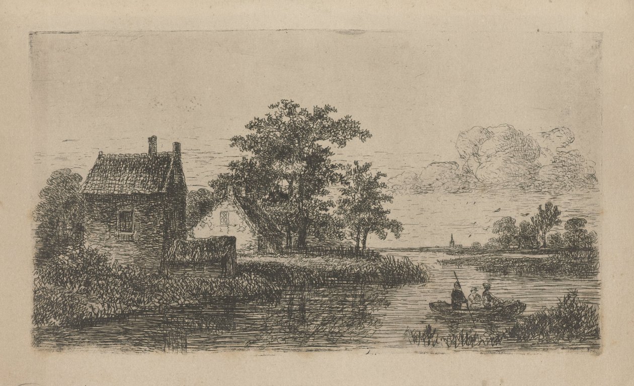 Três homens em um barco de Hermanus Jan Hendrik van Rijkelijkhuysen