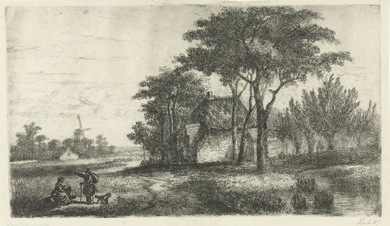 Paisagem com um caminhante de Hermanus Jan Hendrik van Rijkelijkhuysen