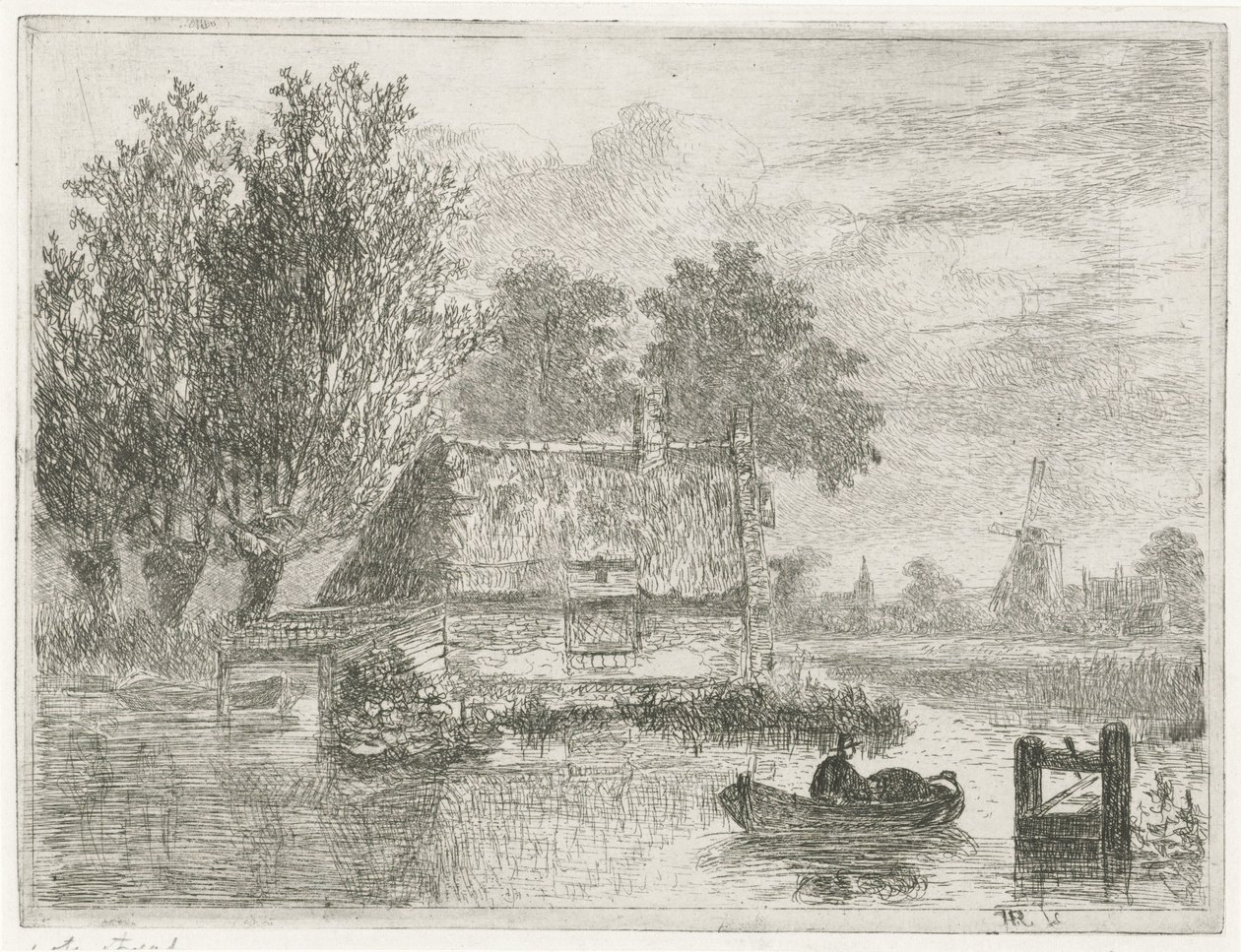 Homem com um barril em um barco de Hermanus Jan Hendrik van Rijkelijkhuysen