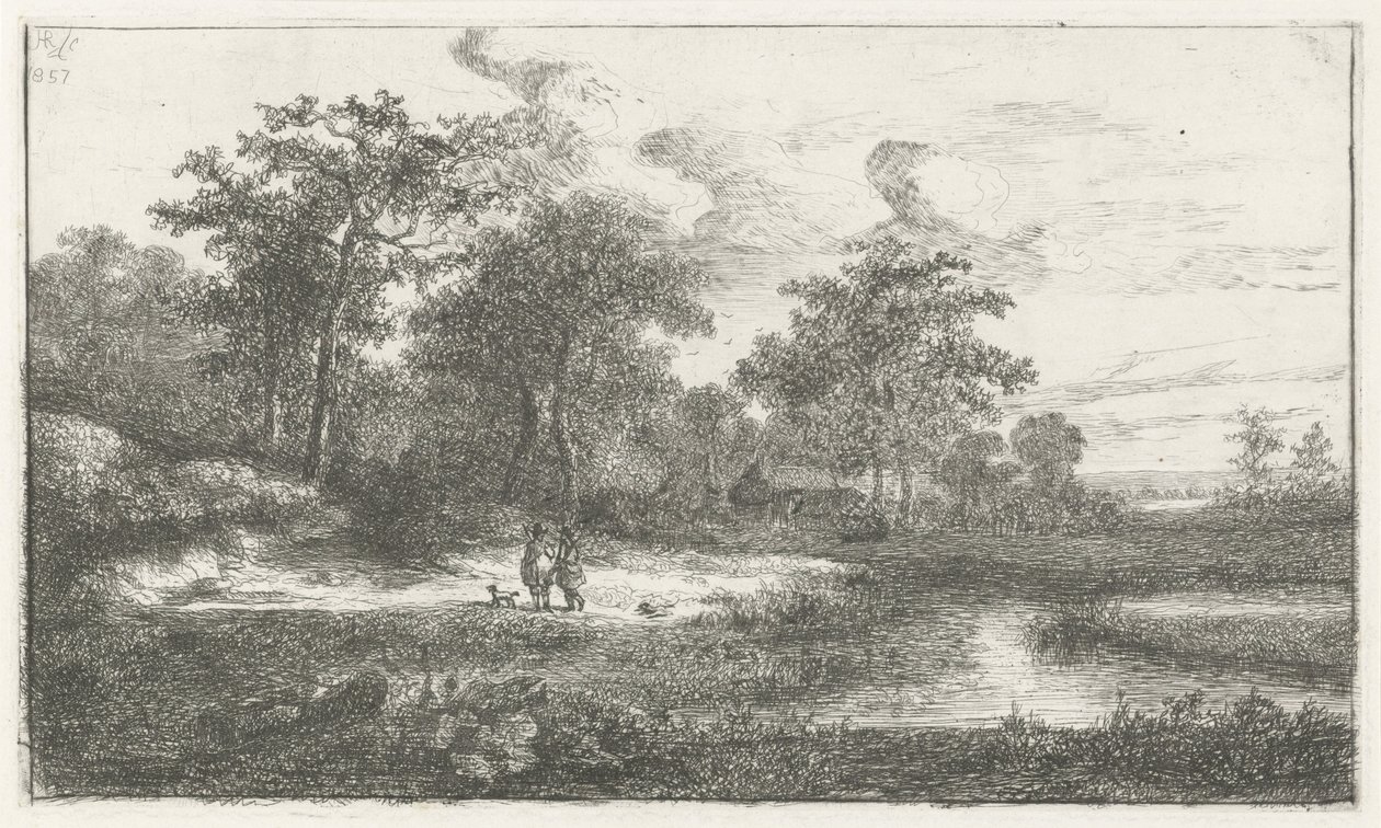 Dois caçadores em um ven de Hermanus Jan Hendrik van Rijkelijkhuysen