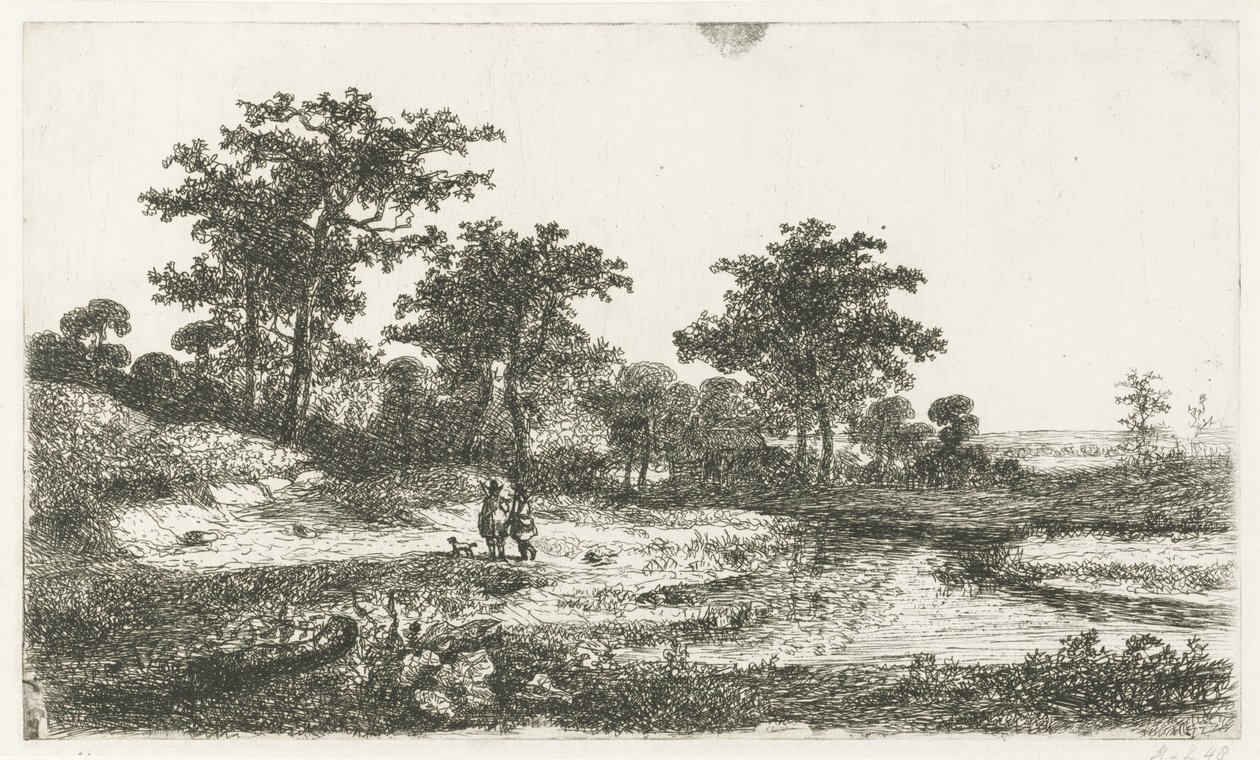 Dois caçadores em um ven de Hermanus Jan Hendrik van Rijkelijkhuysen