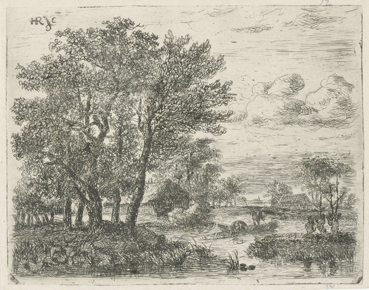 Pescadores num barco de Hermanus Jan Hendrik van Rijkelijkhuysen
