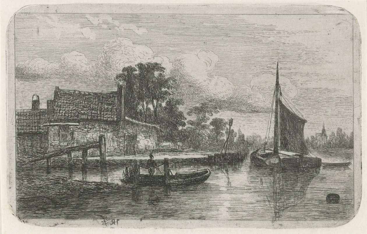 Veleiro à beira-mar de Hermanus Jan Hendrik van Rijkelijkhuysen