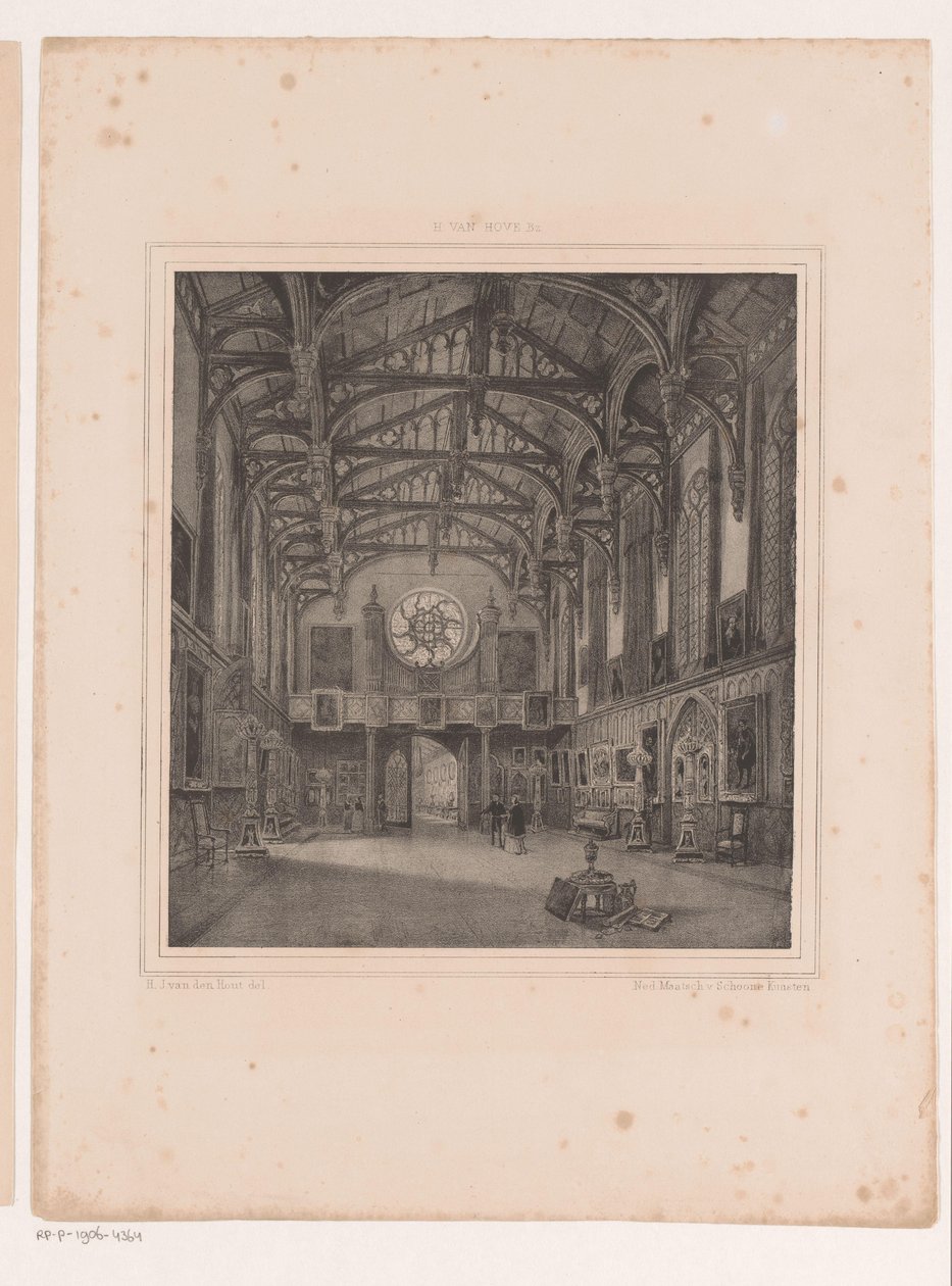 Salão gótico interior no Palácio Kneuterdijk de Hermanus Johannes van den Hout