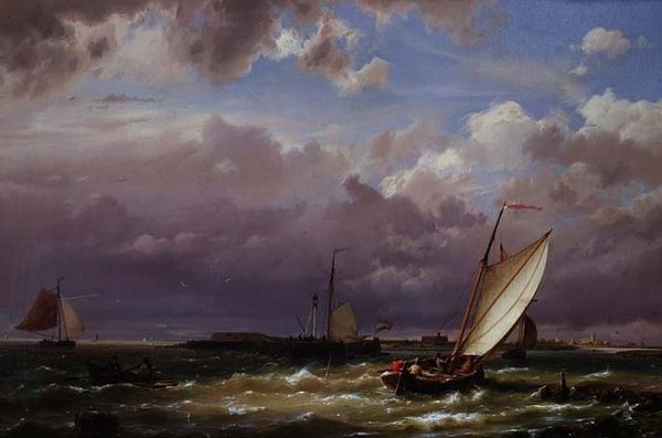 Off Enkhuizen, no Zee Zuider de Hermanus Koekkoek