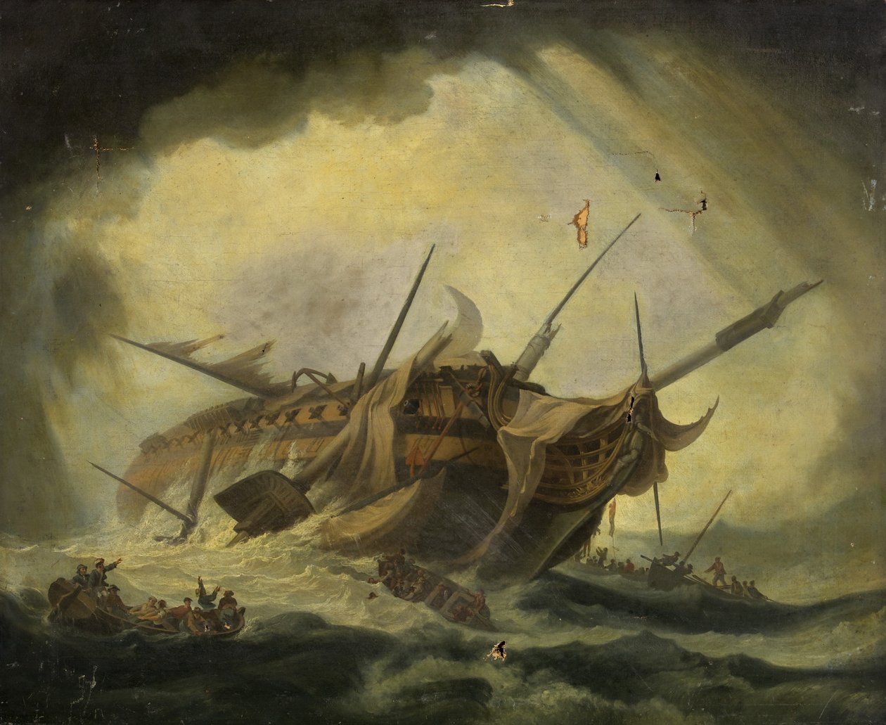 Fragata de afundamento (óleo sobre tela) de Hermanus Koekkoek