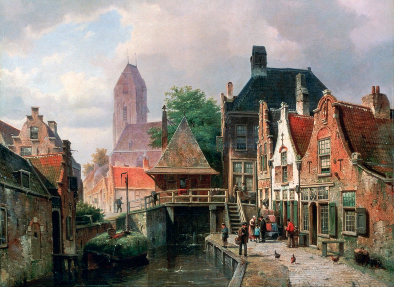 Vista de Oudewater, c1867 de Hermanus Koekkoek