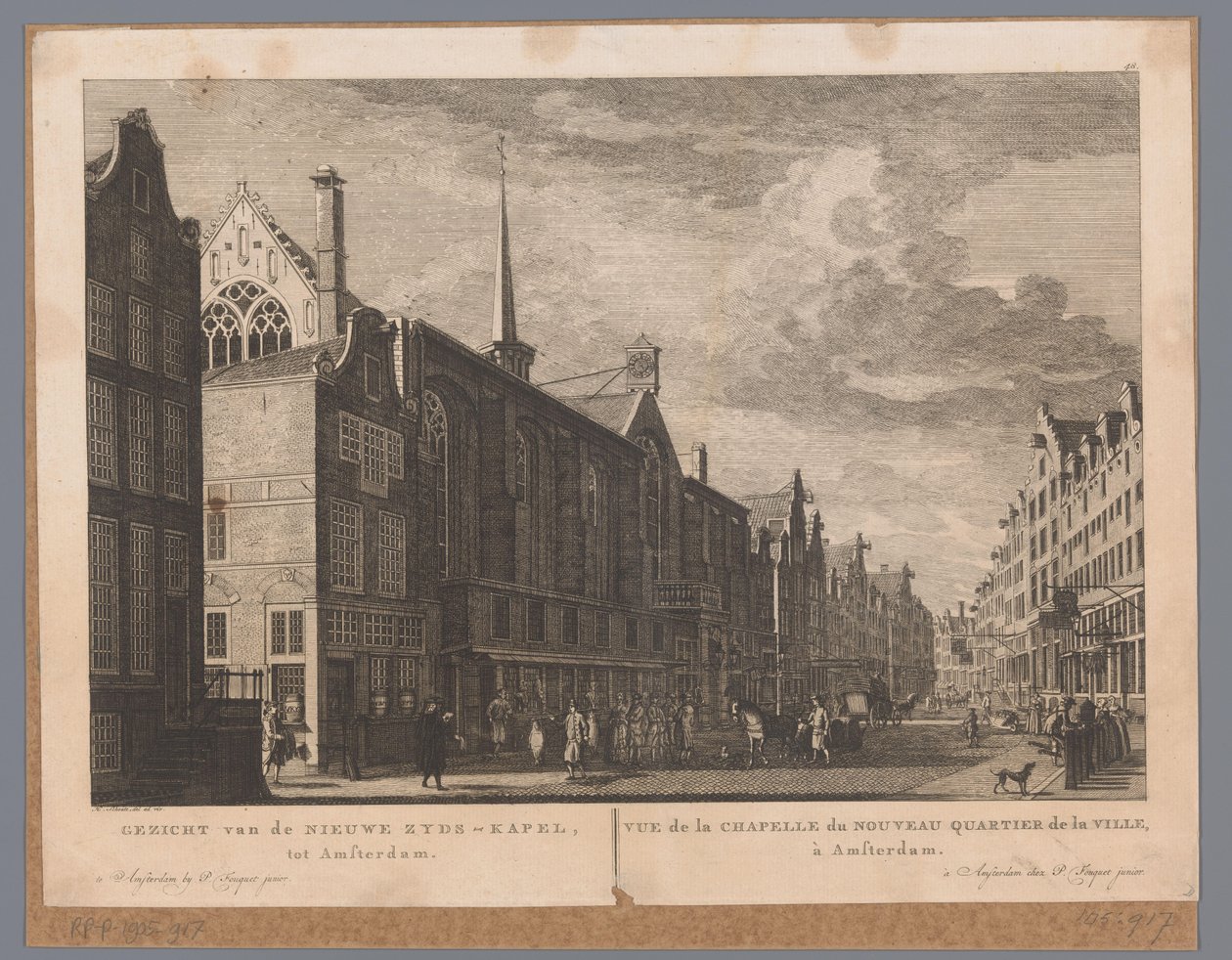 Vista do Santo Lugar (Nieuwezijds Kapel) em Amesterdão
Vista do Nieuwe Zyds-Kapel, a Amesterdão / Vue de la Chapelle du Nouveau Quartier de la Ville, à Amesterdão (título sobre o objecto)
Atlas de Fouquet (título da série) de Hermanus Petrus Schouten (possibly)