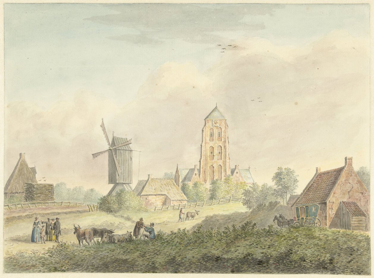 Igreja da aldeia de Westkapelle na Zeeland de Hermanus Petrus Schouten