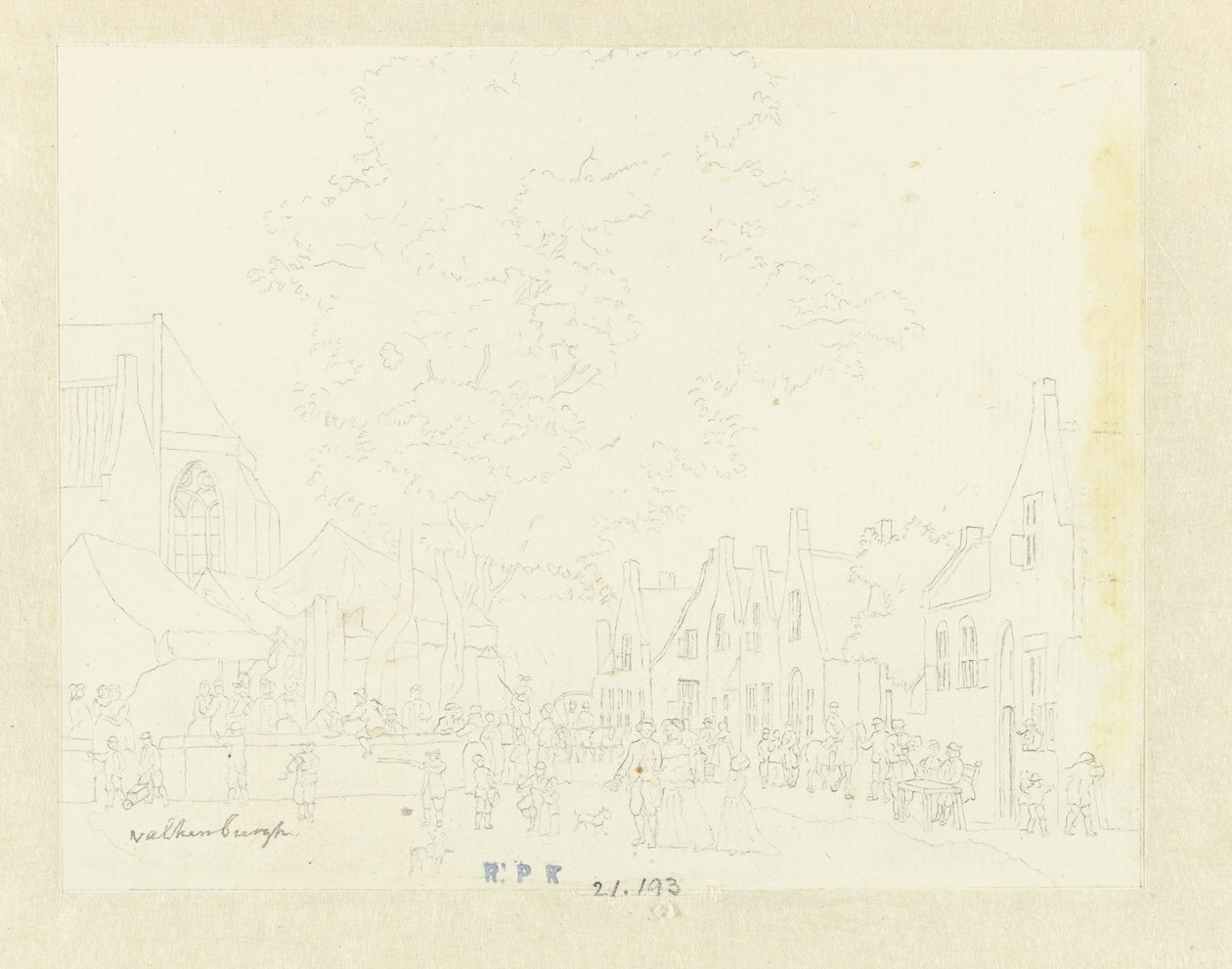 Mercado na vila de Valkenburg de Hermanus Petrus Schouten