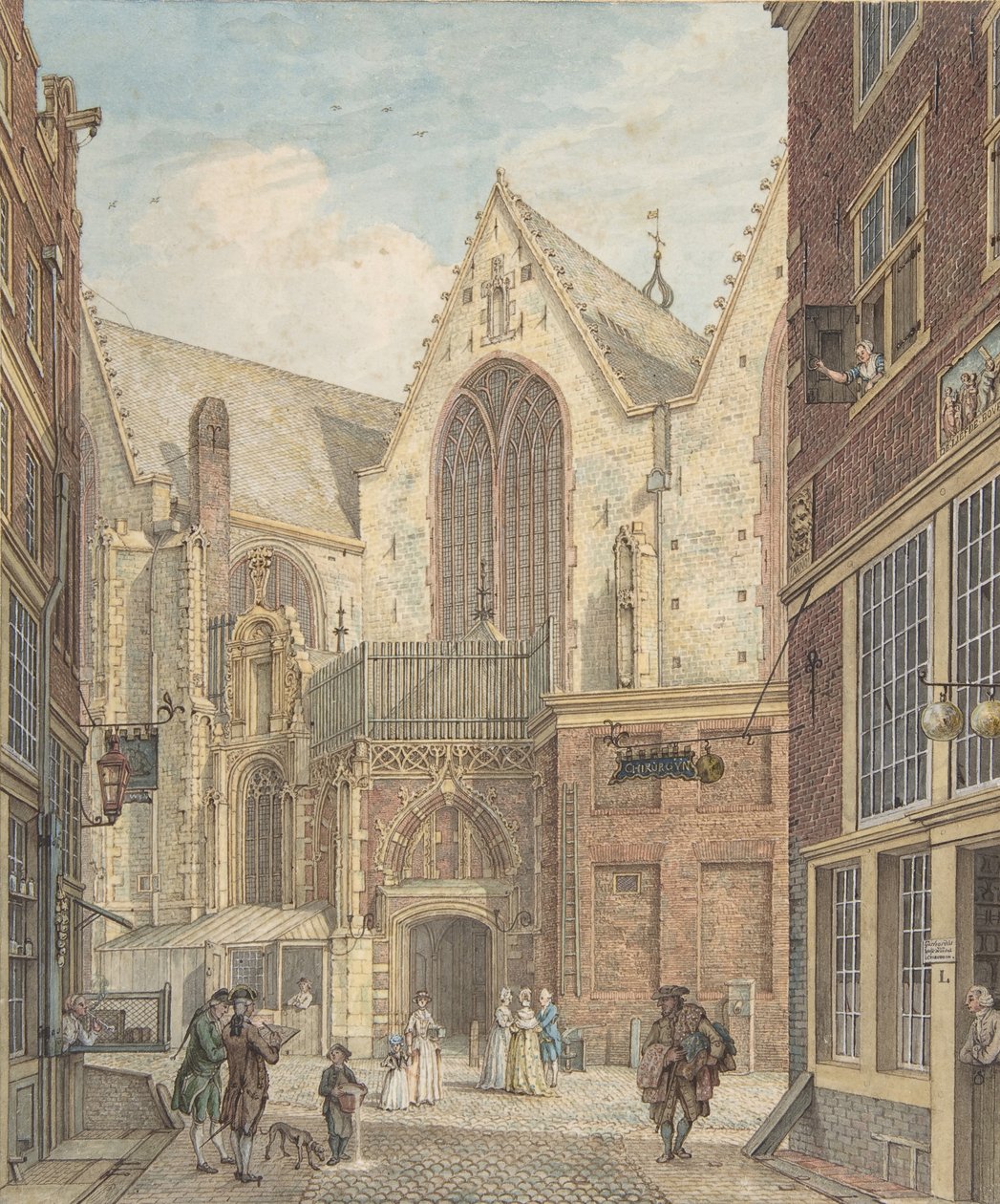 Vista da Igreja Velha de Amsterdã, s.d.. de Hermanus Petrus Schouten