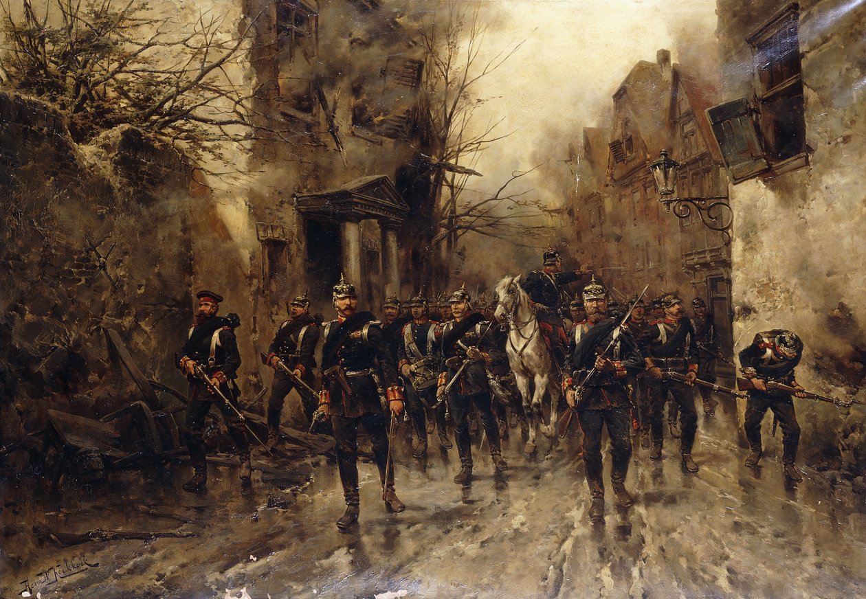A segunda guarda imperial prussiana entrando em Paris de Hermanus Willem Koekkoek