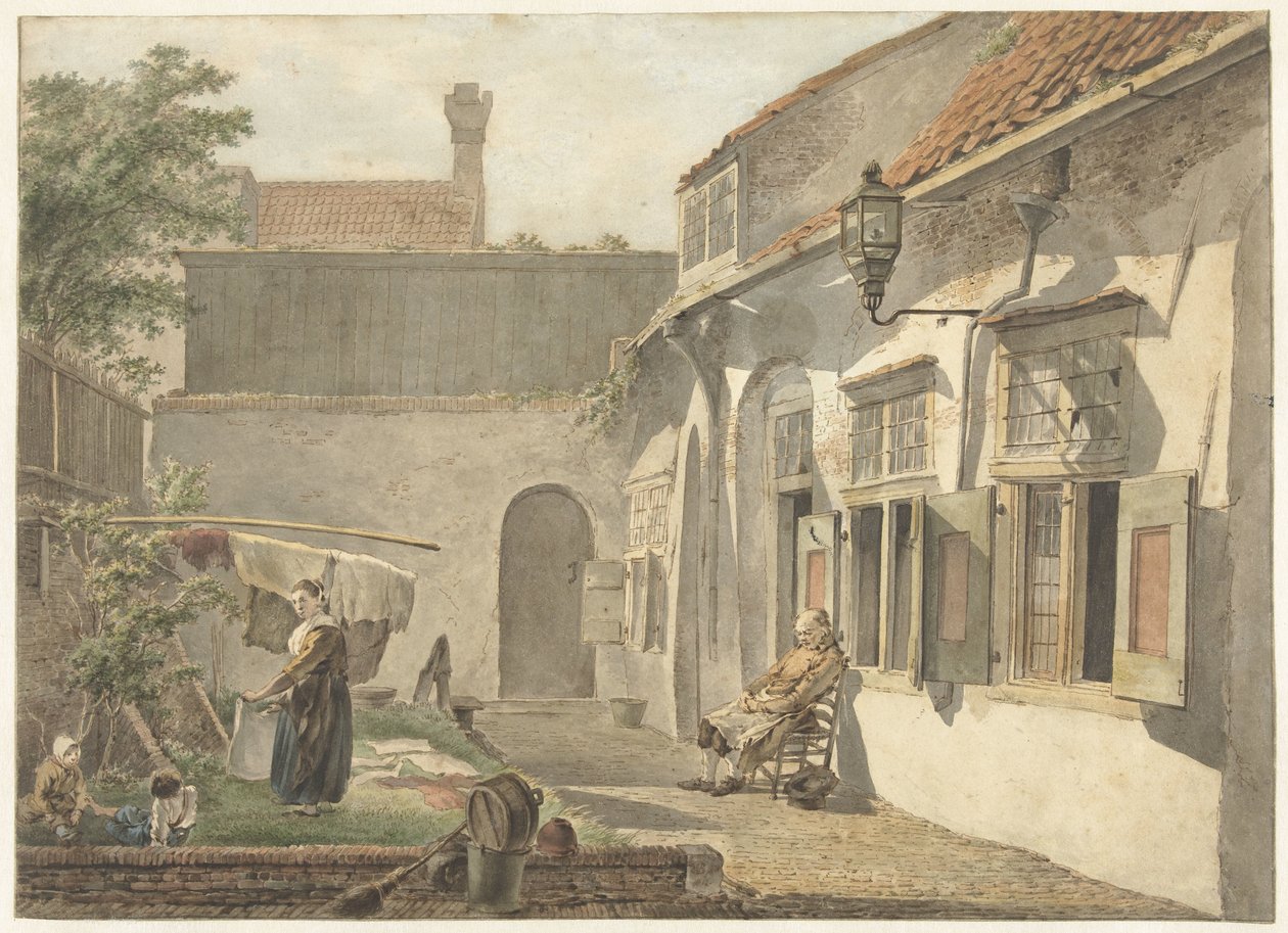 Pátio com figuras em Utrecht de Hermanus van Brussel
