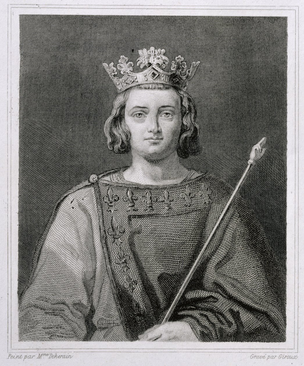 Carlos IV a Feira (1294-1328) Rei da França, gravado por Giroux de Herminie Deherain