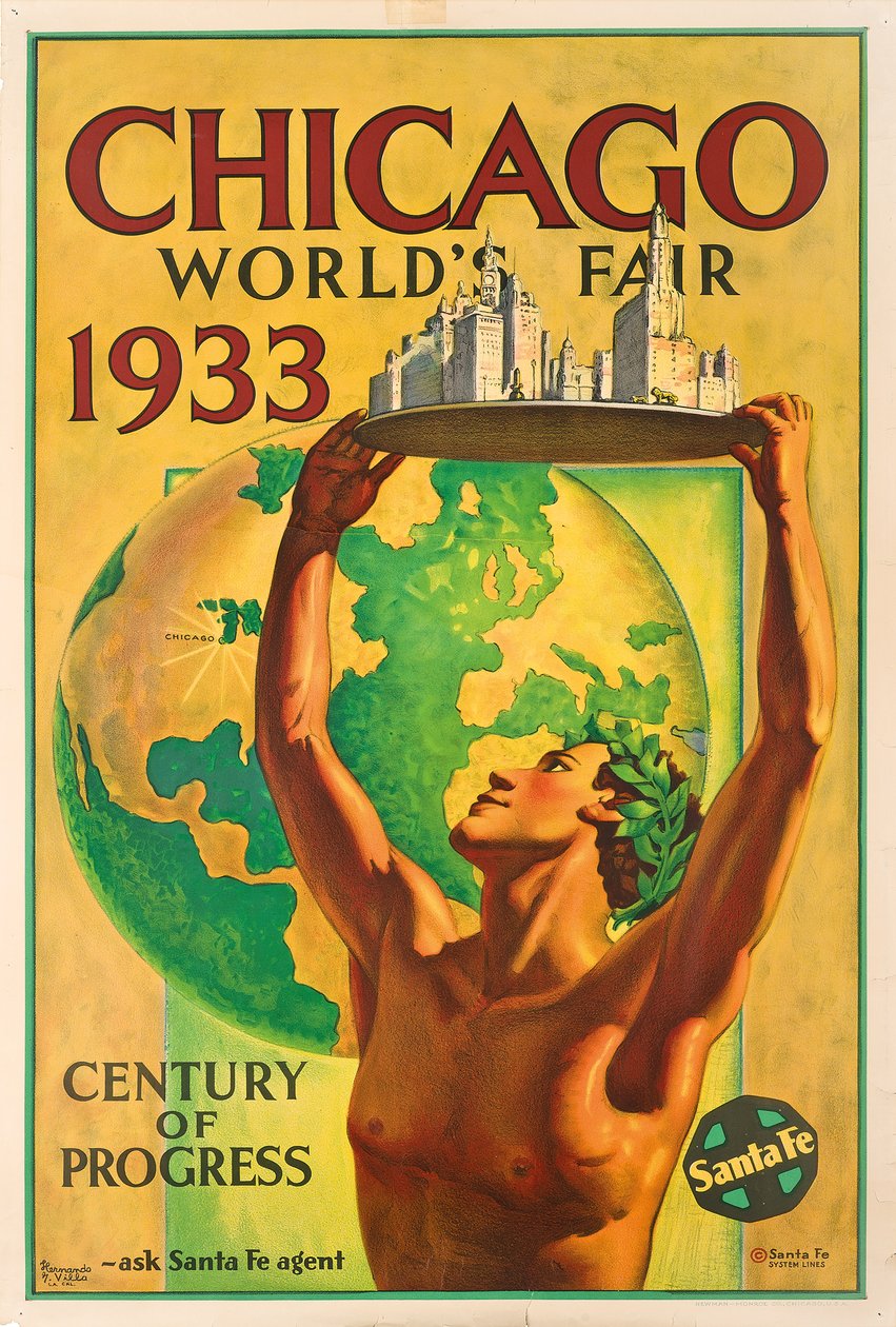 Cartaz publicitário da Feira Mundial de 1933 em Chicago de Hernando Villa