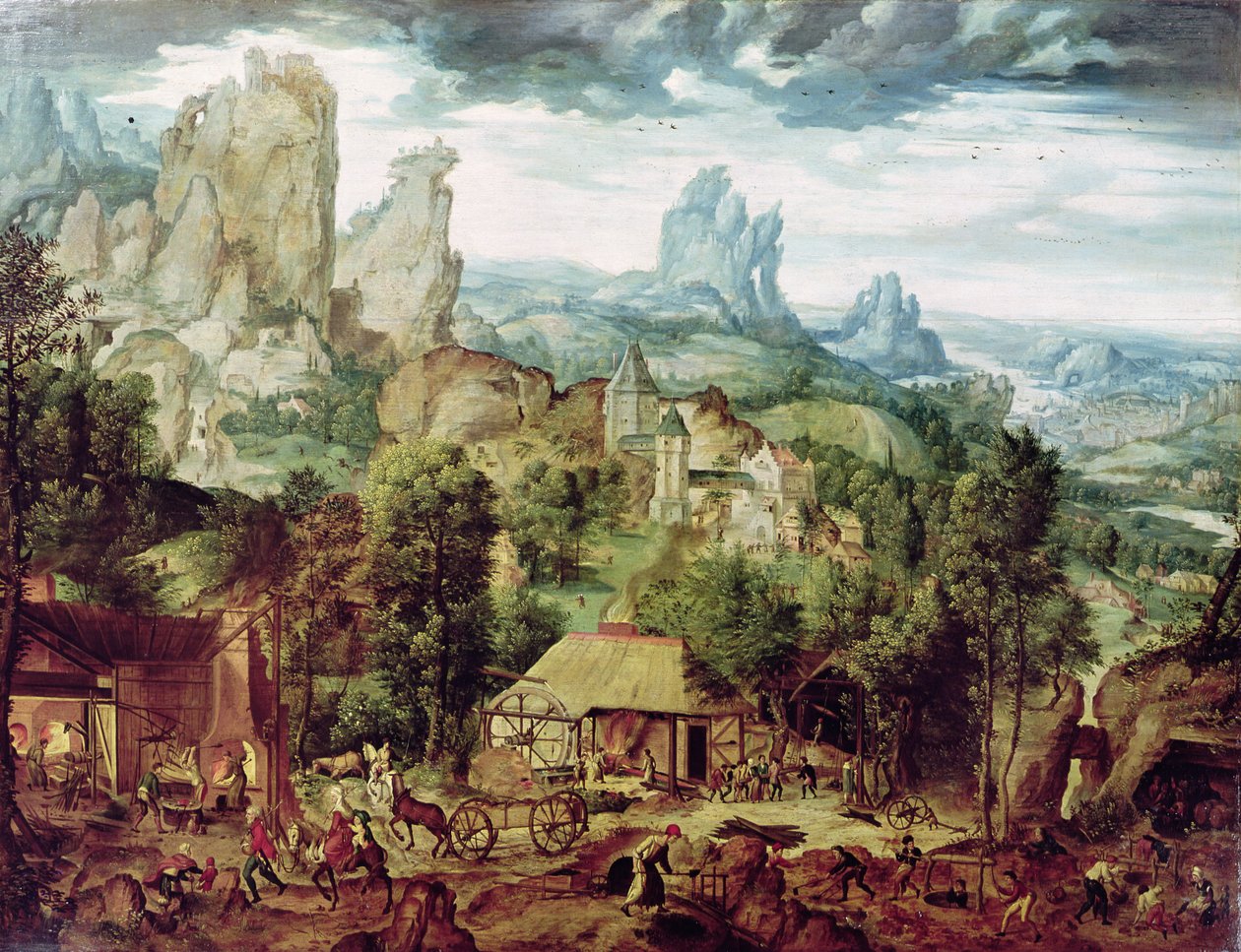 Paisagem com forja de Herri met de Bles