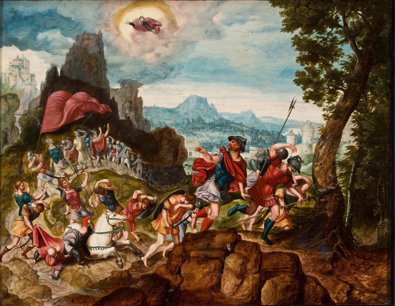 Paisagem com a conversão de Saul na estrada para Damasco, c.1545 de Herri met de Bles
