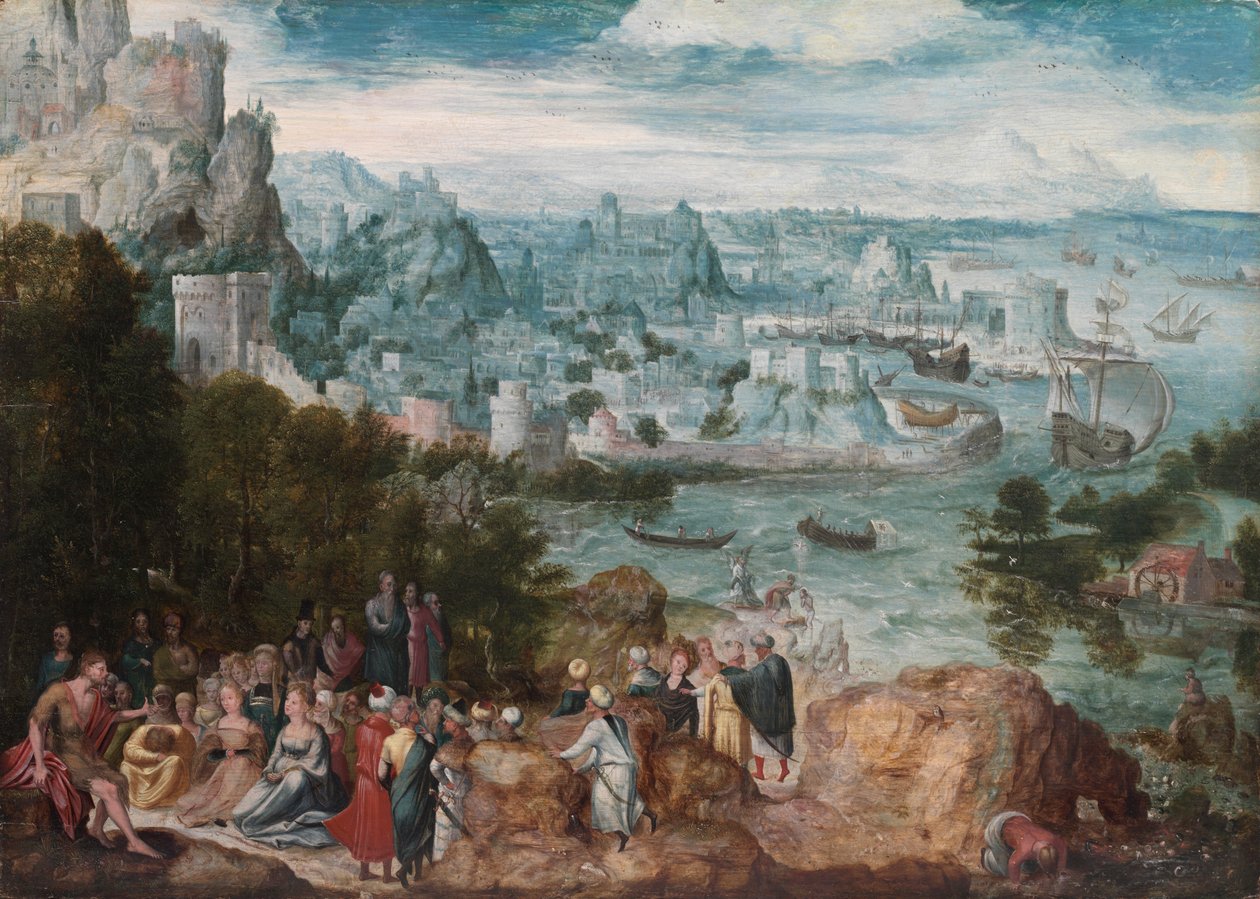 Paisagem com São João Batista, c.1540 (óleo sobre madeira) de Herri met de (c.1510 p.1550) Bles