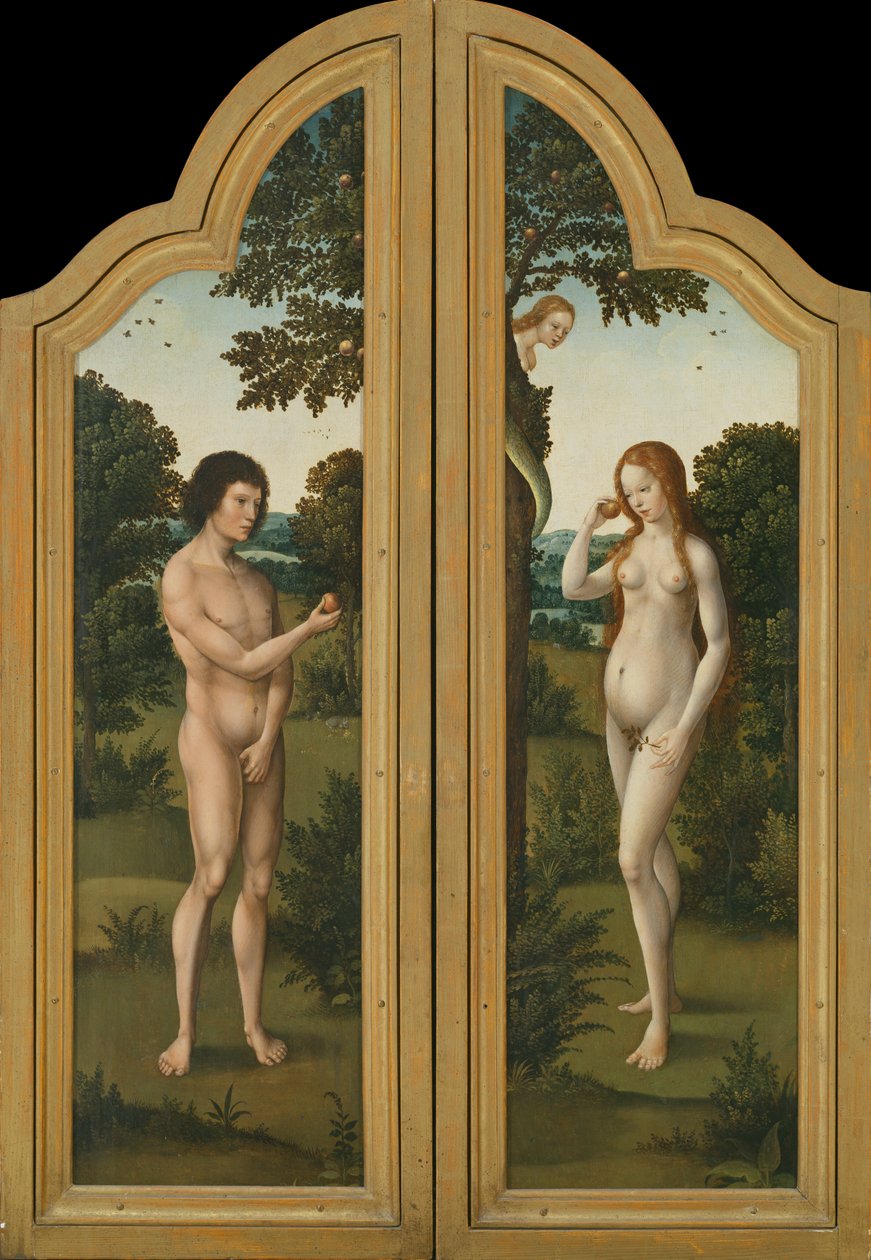 Adão e Eva (pintura sobre madeira) de Herri met de (c.1510 p.1550) Bles
