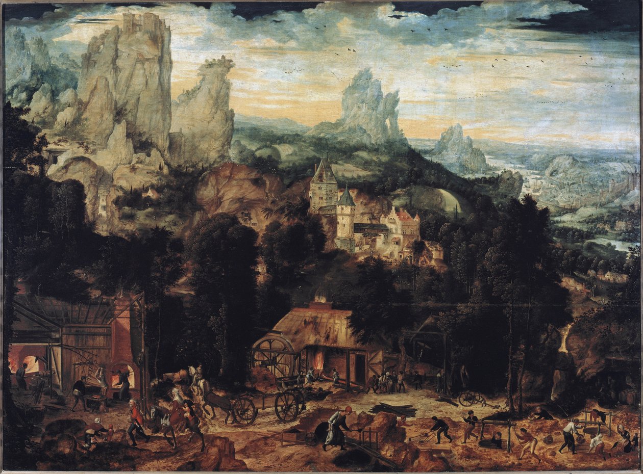Minas de cobre - Óleo sobre tela de Herri met de (c.1510 p.1550) Bles