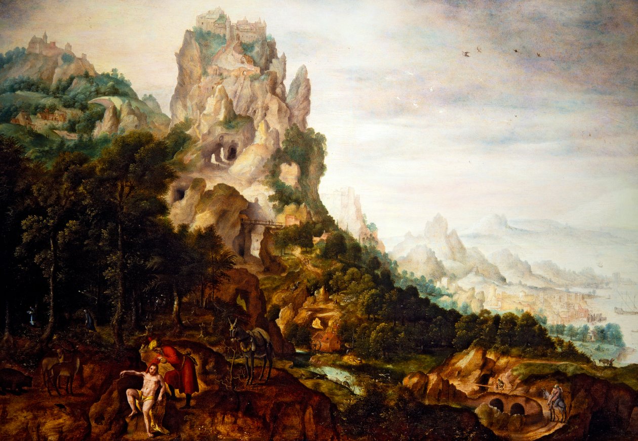 Bom Samaritano (óleo sobre painel) de Herri met de (c.1510 p.1550) Bles