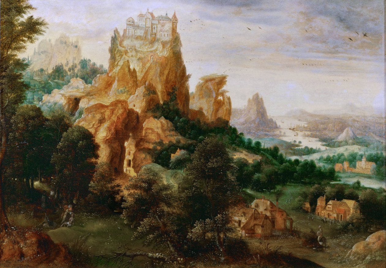Paysage avec la parabole du bon Samaritgain - Landscape with the Parable of the Good Samaritan - Henri de Herri met de Bles (1510-1550). Óleo sobre madeira, c.1540. Dimensão : 29x42 cm. Museu de História da Arte, Vienne de Herri met de (c.1510 p.1550) Bles
