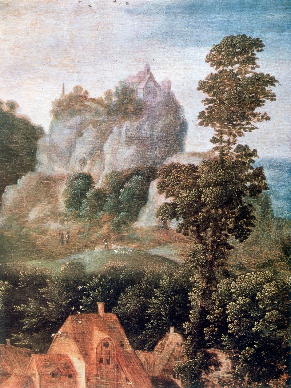 Voo para o Egito, detalhe, c1530-1550. de Herri met de Bles