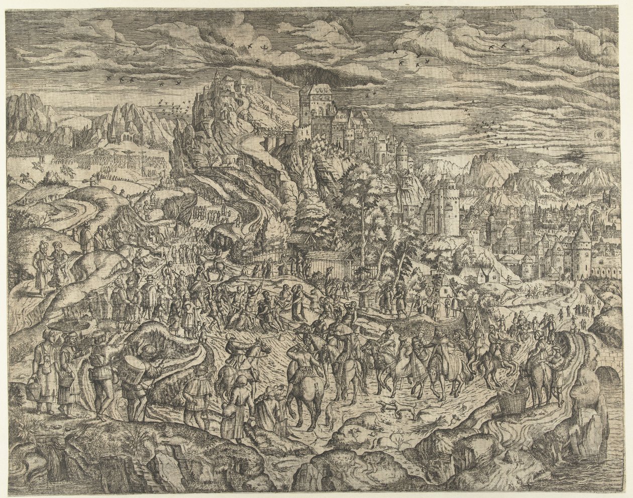 Paisagem com carregando a cruz de Herri met de Bles