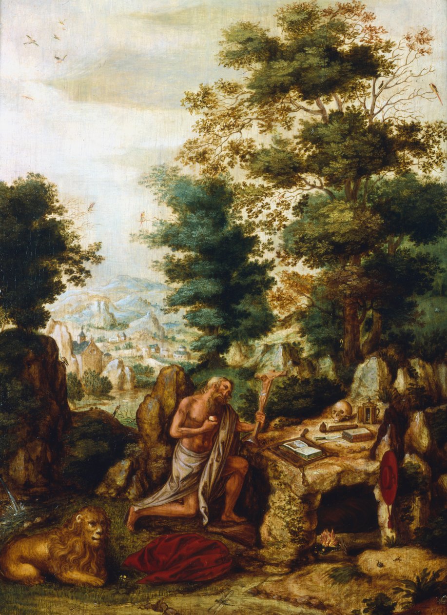 São Jerônimo em uma paisagem, c1530-c1550 de Herri met de Bles