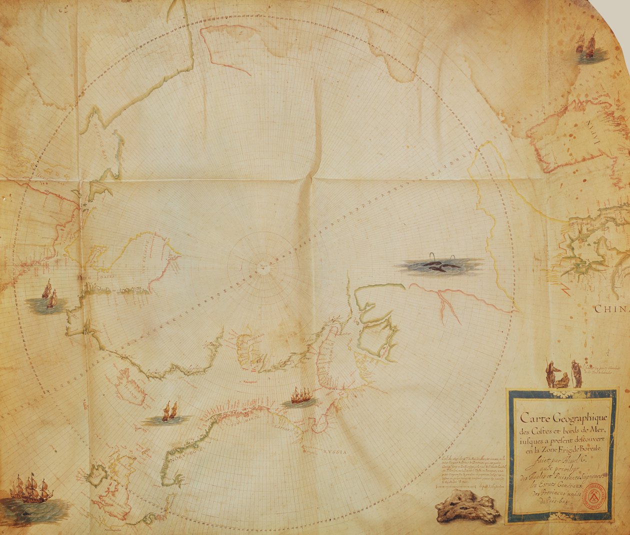 Ms. 1288 fol. 1 Aurora Polar, de uma &39;Coleção de Mapas Marinhos Holandeses&39; de Hessel Gerritsz