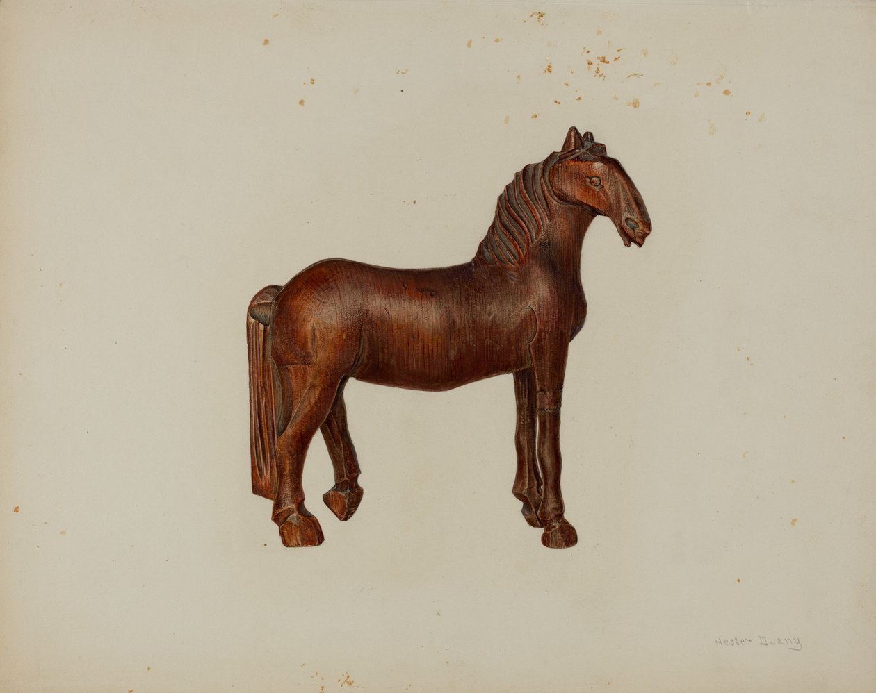 Cavalo de brinquedo esculpido de Hester Duany