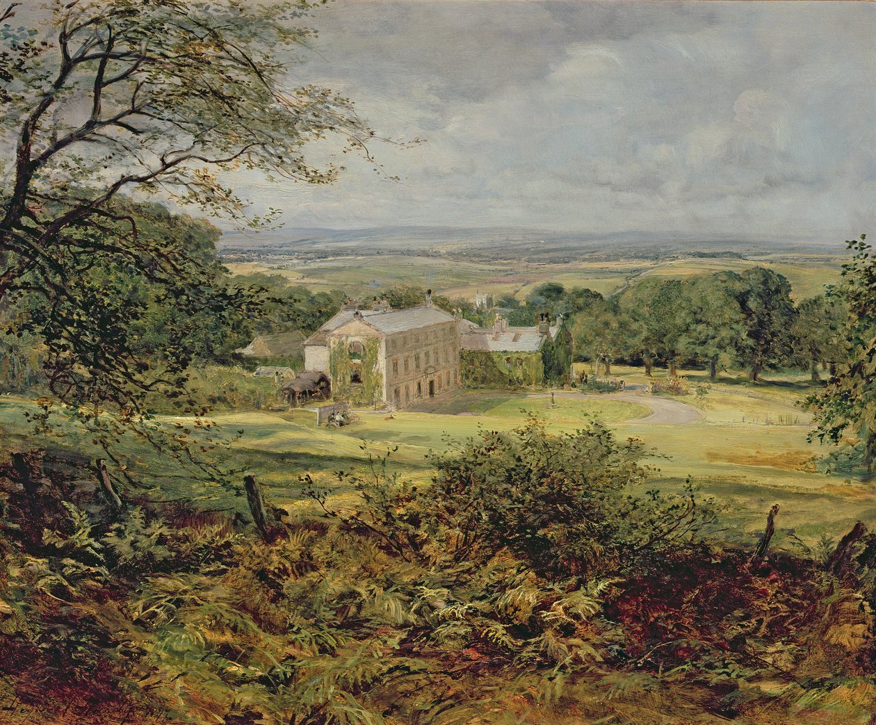 Paisagem inglesa, com, um, casa, 19o século de Heywood Hardy