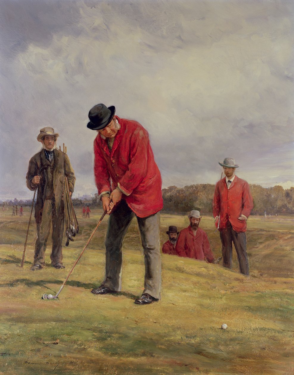 George Glennie Colocando em Blackheath com Putting Cleek, 1881 de Heywood Hardy