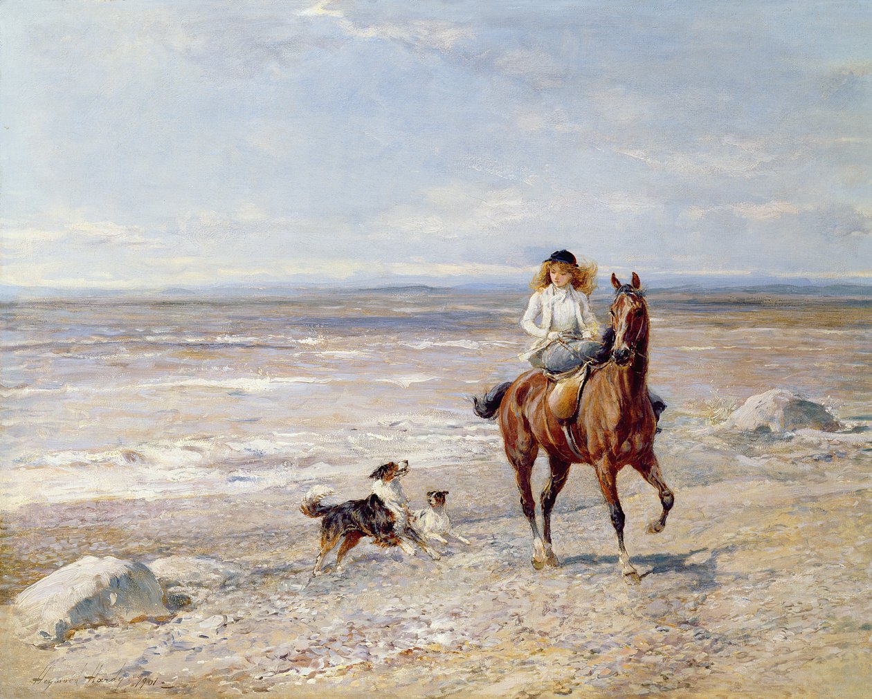 Passeio de pônei na praia de Heywood Hardy