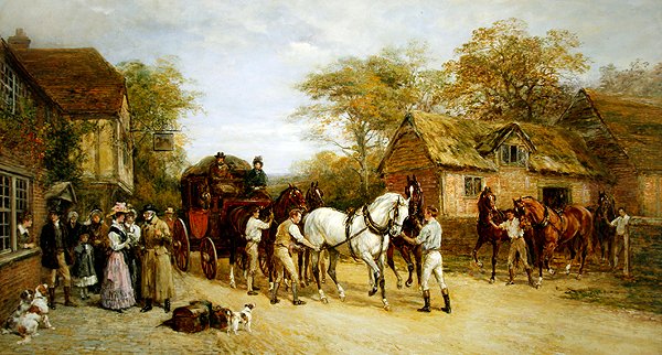 À espera na pousada (óleo sobre tela) de Heywood Hardy