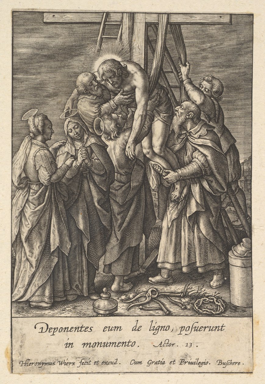 Descida da Cruz, antes de 1619. de Hieronymous Wierix