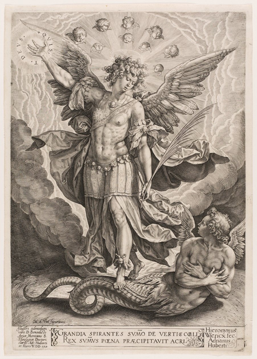São Miguel triunfando sobre o dragão de Hieronymous Wierix