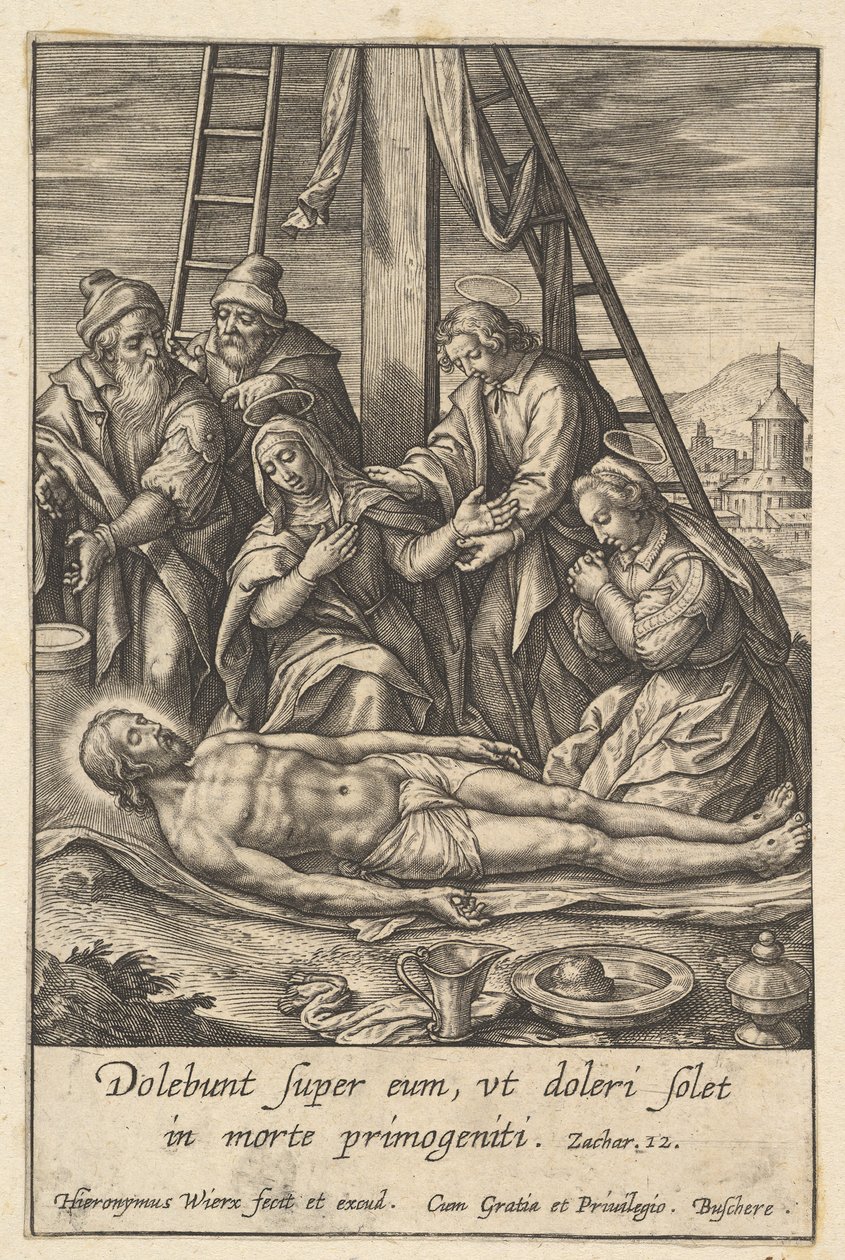 A Lamentação, antes de 1619. de Hieronymous Wierix