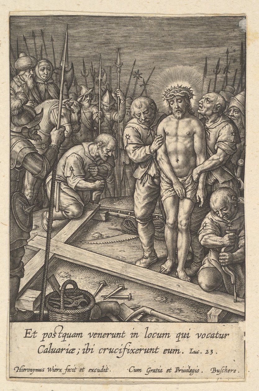 A Preparação da Cruz, antes de 1619. de Hieronymous Wierix