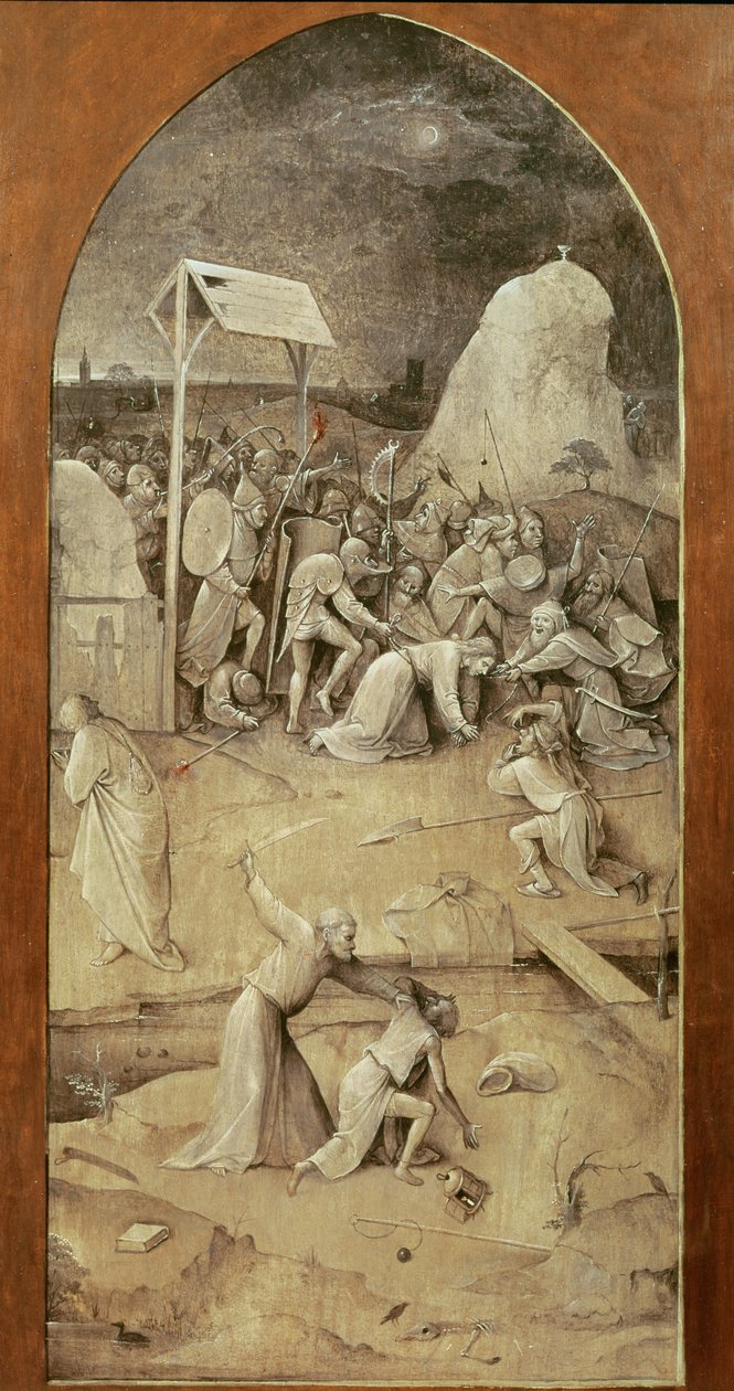 Cristo no Caminho do Calvário, do tríptico Tentação de Santo Antônio (fora do painel esquerdo) (ver também 821, 35965, 44162, 59834 e 67839). de Hieronymus Bosch