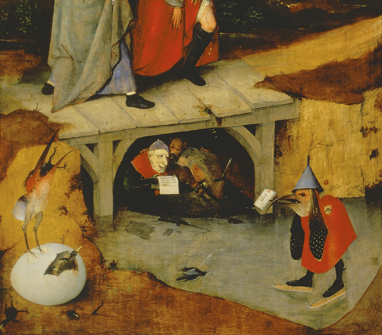 Detalhe do painel central da Tentação de Santo Antônio (detalhe de 44162) de Hieronymus Bosch