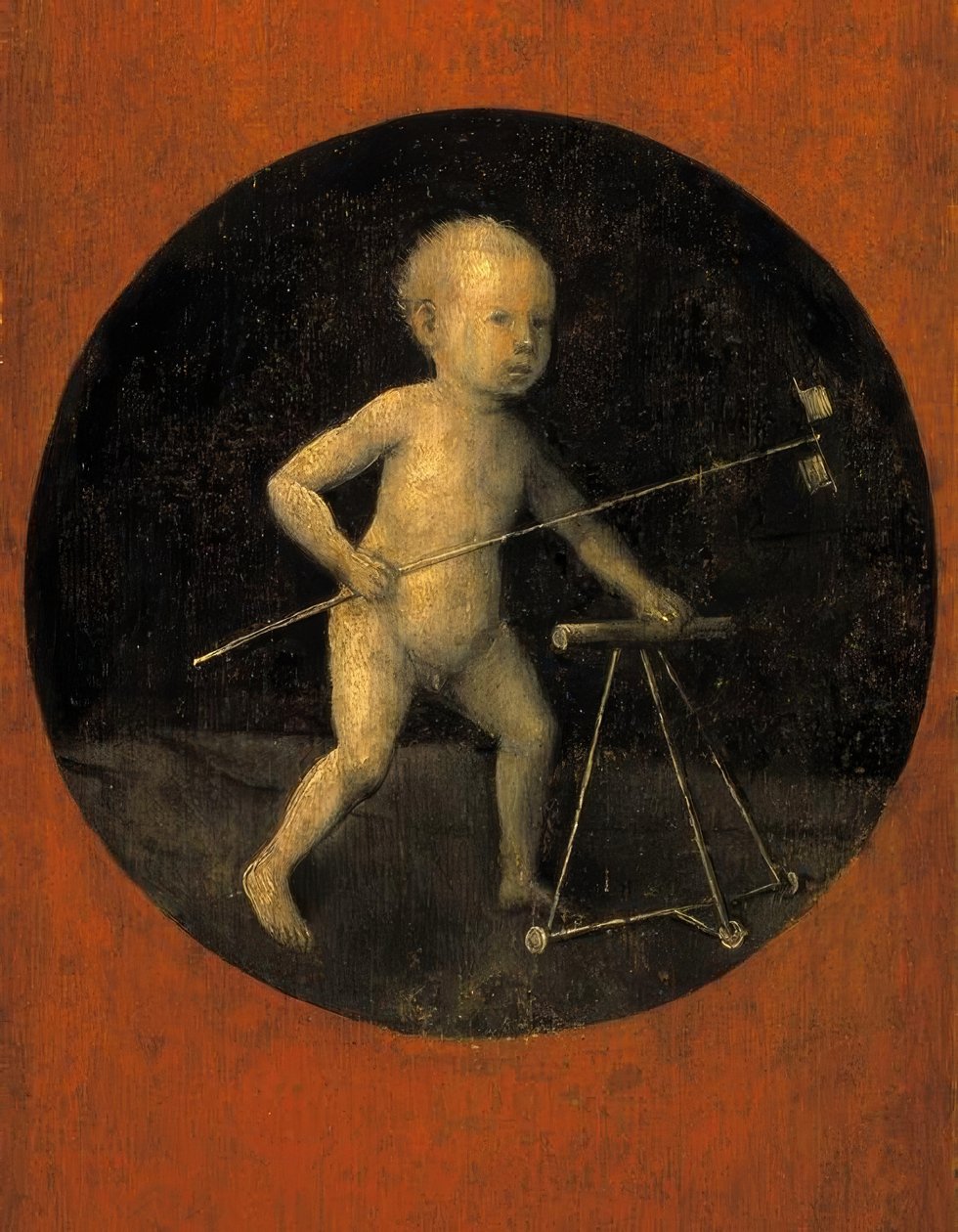 Criança com cata-vento e cadeira de rodas de Hieronymus Bosch