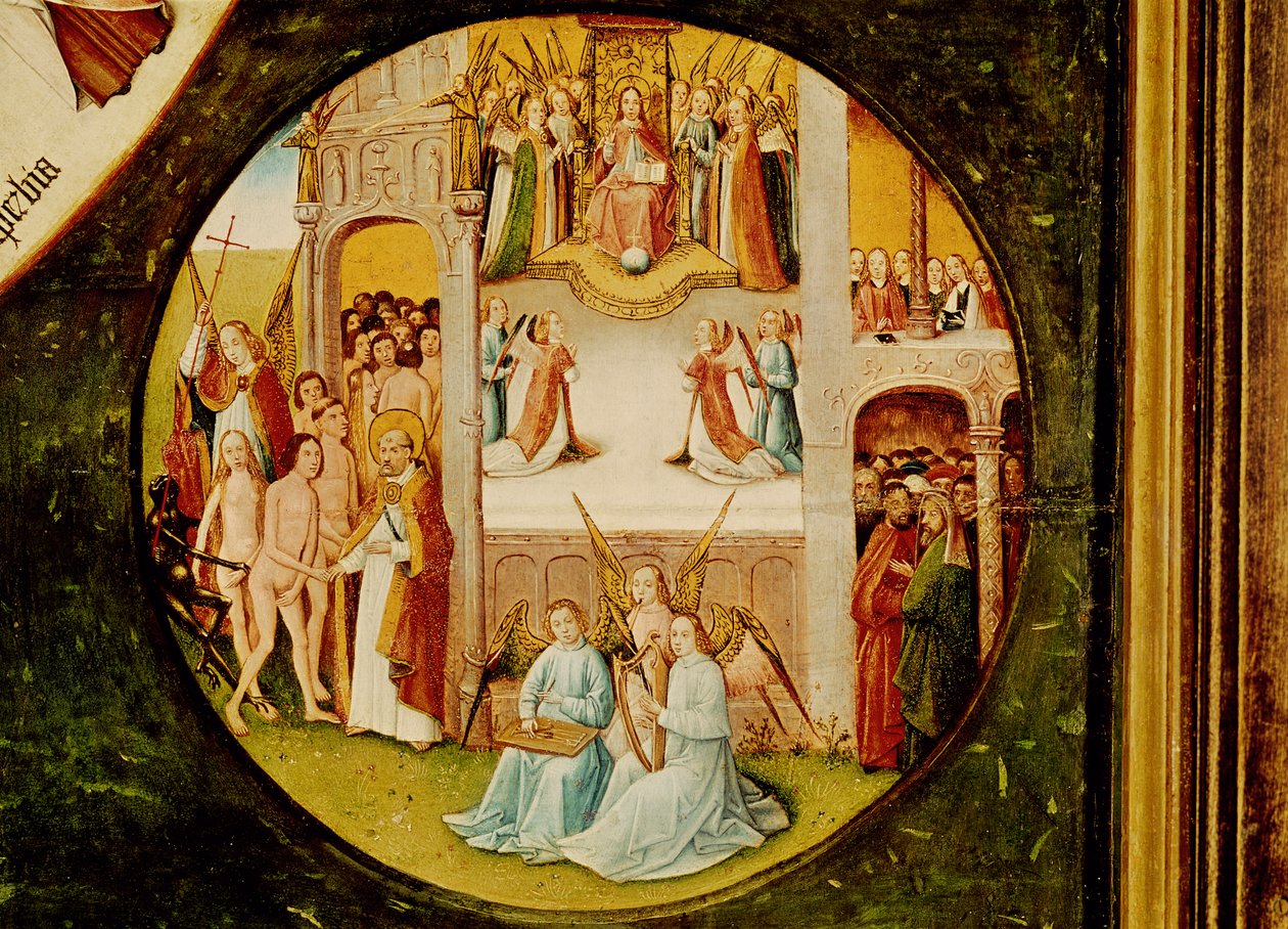 Paraíso, detalhe da Mesa dos Sete Pecados Mortais e as Quatro Últimas Coisas, c.1480 de Hieronymus Bosch
