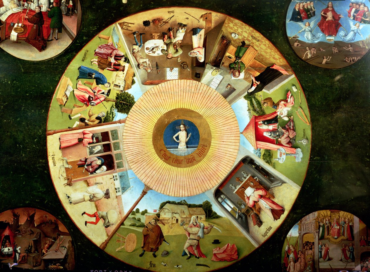 Mesa dos Sete Pecados Mortais e as Quatro Últimas Coisas (detalhe de 169586) de Hieronymus Bosch