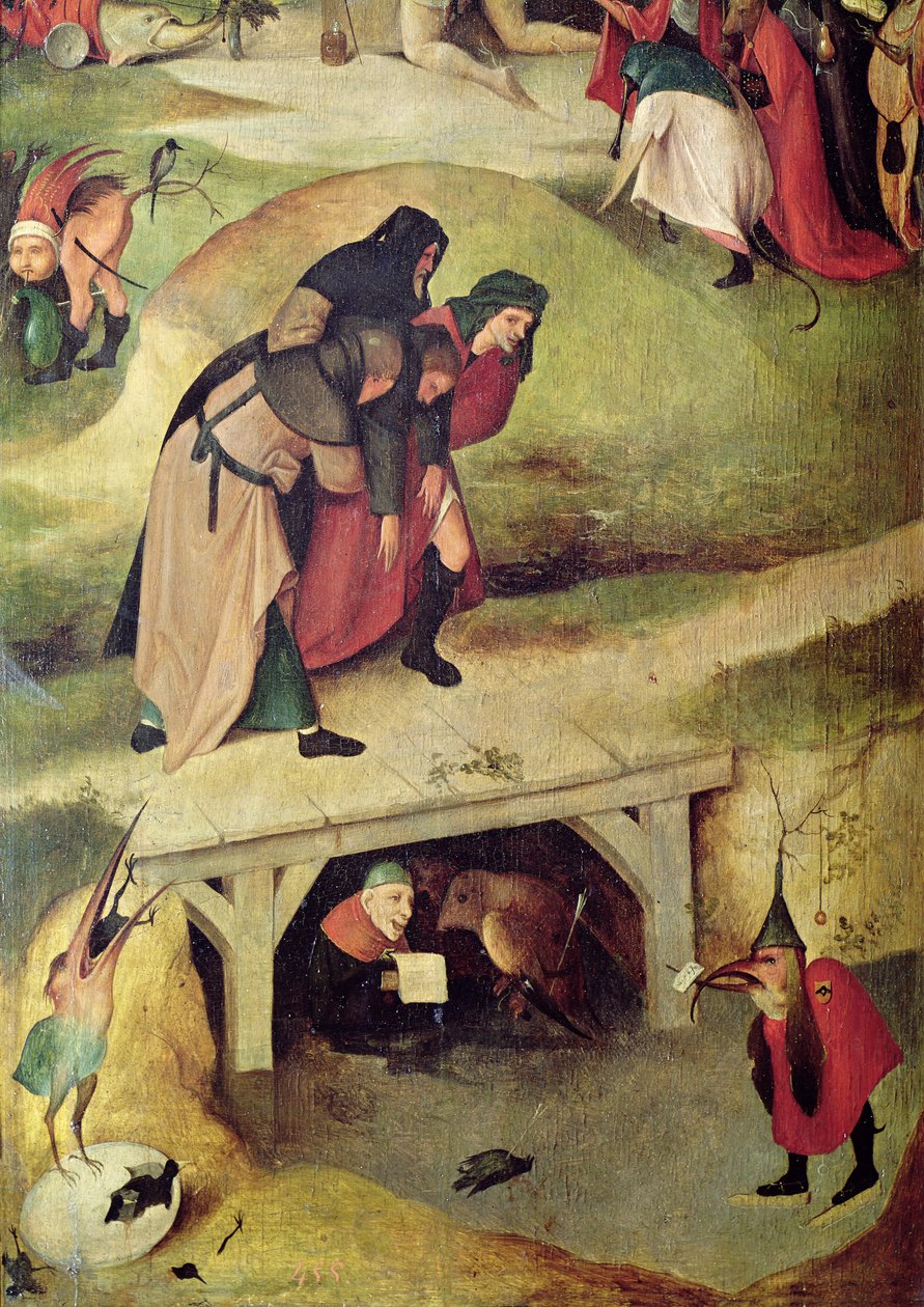 Tentação de Santo Antônio, detalhe do painel do lado esquerdo do tríptico de Hieronymus Bosch
