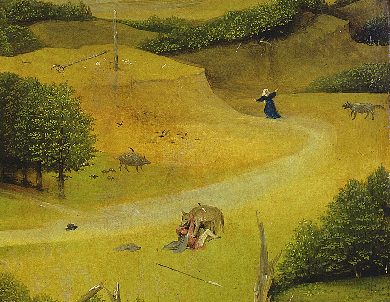 A Adoração dos Magos, detalhe de figuras de fundo, 1510 (detalhe de 3427) de Hieronymus Bosch