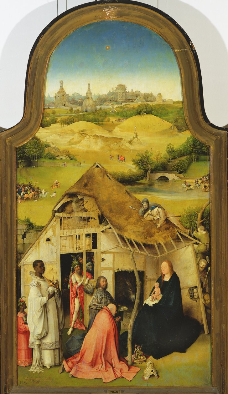 A Adoração dos Magos, detalhe do painel central, 1510 óleo no detalhe do painel de 3427 de Hieronymus Bosch