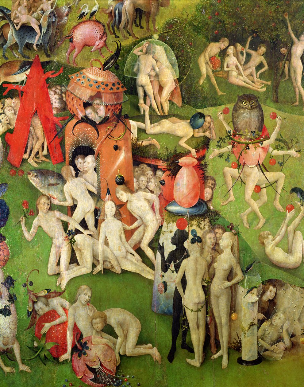 O Jardim das Delícias Terrenas: Alegoria do Luxo, painel central do tríptico, c.1500 (detalhe) de Hieronymus Bosch