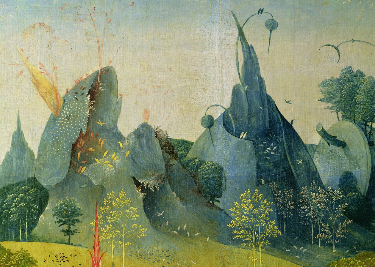 O Jardim do Éden, detalhe do painel direito do Jardim das Delícias Terrenas, c.1500 (ver 37912 e 146963) de Hieronymus Bosch