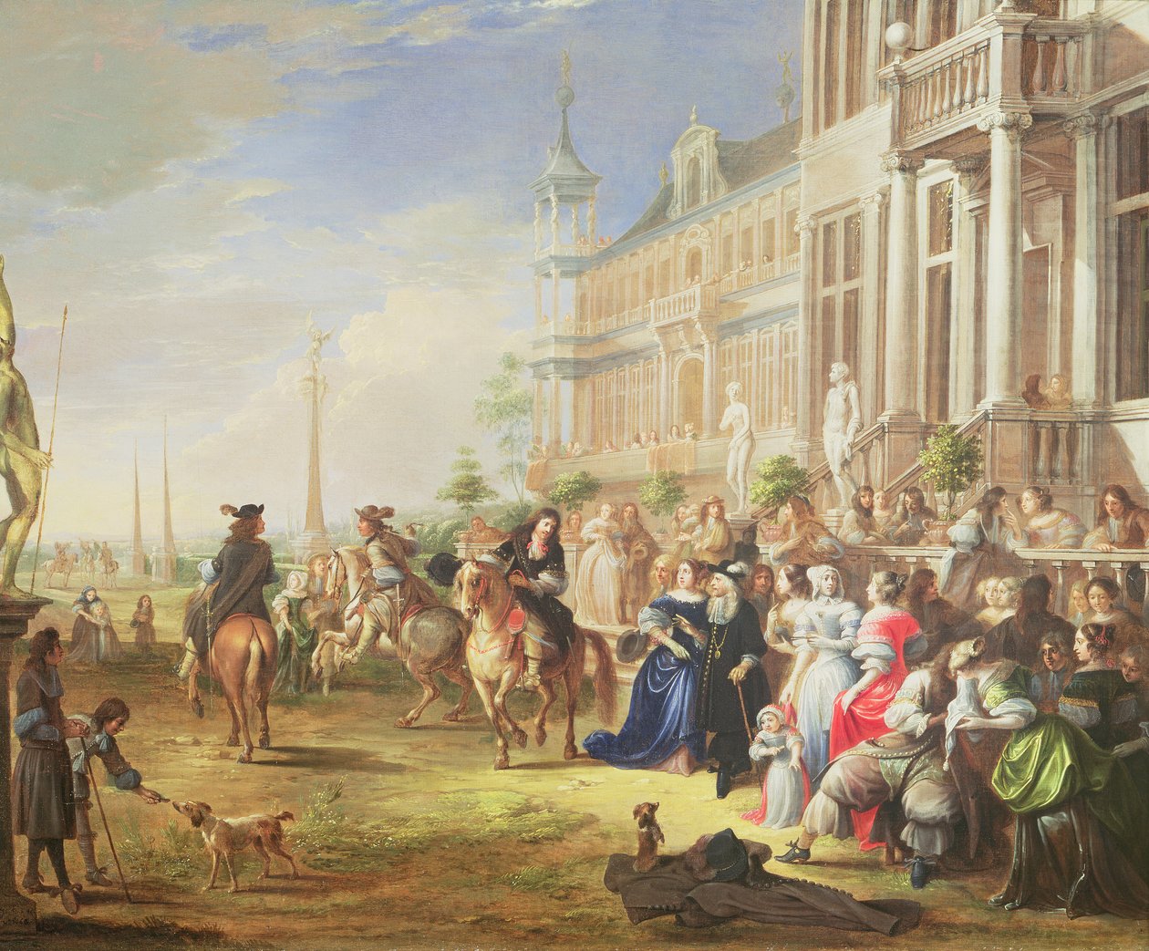 Uma companhia elegante antes de um palácio, 1668 de Hieronymus Janssens